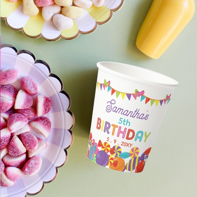 Colourful Sweet Fun Candy Theme Birthday Party Paper Cups (Colorful Sweet Fun Candy Theme Baby Shower Paper Cups )