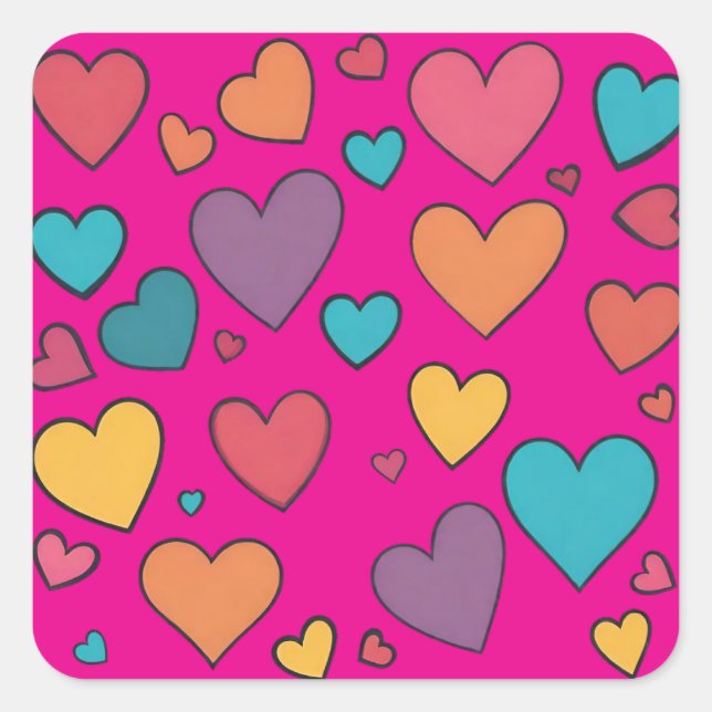 Colourful Sweet Hearts Stickers (Front)
