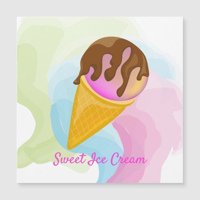 Colourful sweet ice cream in a cone (Front)