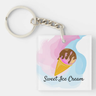 Colourful sweet ice cream in a cone key ring