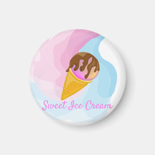 Colourful sweet ice cream in a cone magnet