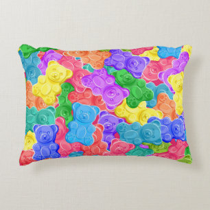 Colourful sweet jelly bears, gummy candies. Seamle Decorative Cushion