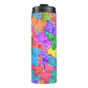 Colourful sweet jelly bears, gummy candies. Seamle Thermal Tumbler