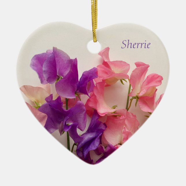  Colourful sweet peas Ceramic Ornament (Front)