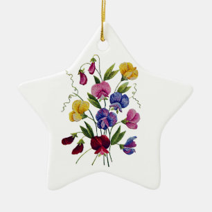 Colourful Sweet Peas Ceramic Tree Decoration