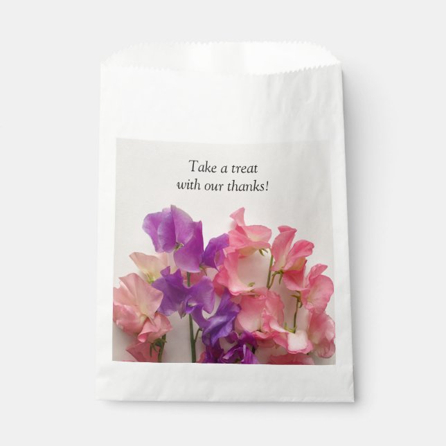 Colourful sweet peas favour bag (Front)