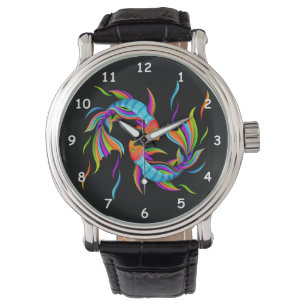Colourful Swimming Fish or Yin and Yang Symbol Watch