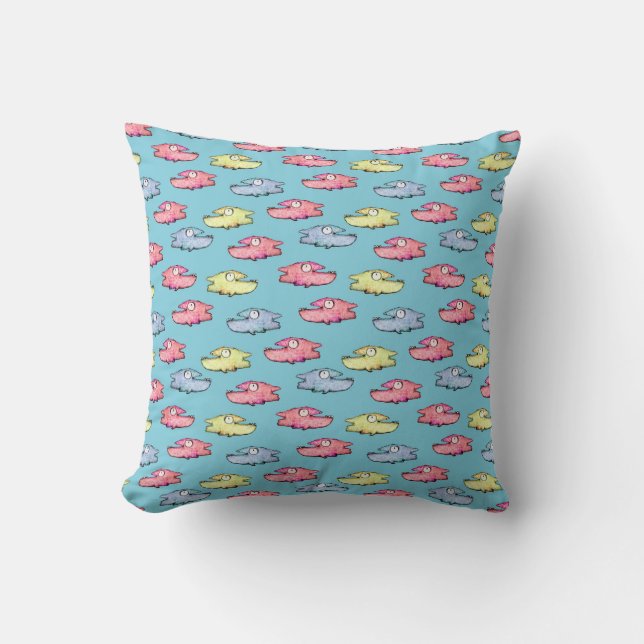 Colourful swimming happy fish cushion (Front)