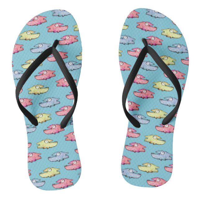 Colourful swimming happy fish thongs (Footbed)