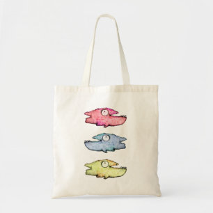 Colourful swimming happy fish tote bag