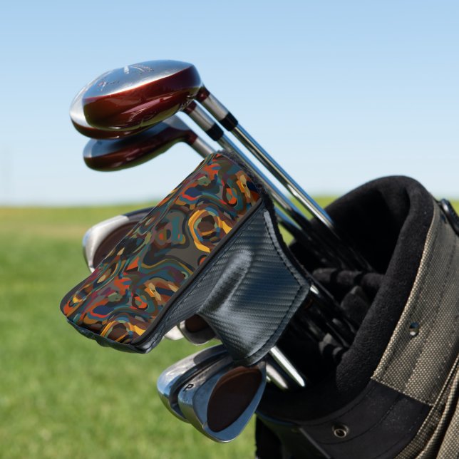 colourful swirl abstract golf head cover (In Situ)