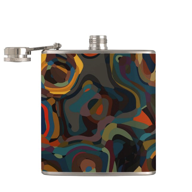 colourful swirl abstract hip flask (Opened)