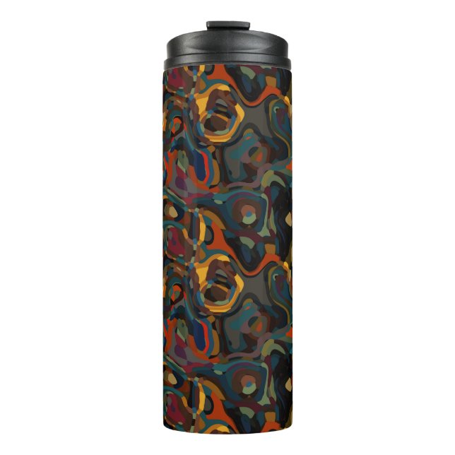 colourful swirl abstract thermal tumbler (Front)