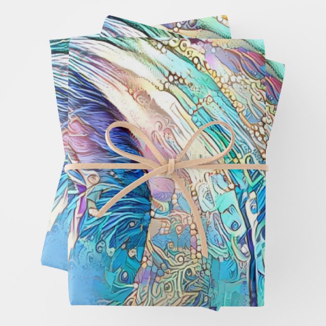 Colourful swirl leaves of exotic flower  wrapping paper sheet (In situ)