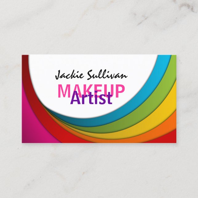 Colourful Swirl Makeup Artist Business Card (Front)