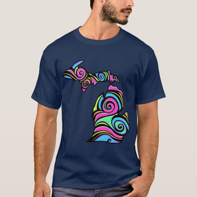 Colourful Swirl Michigan Bright T-Shirt (Front)
