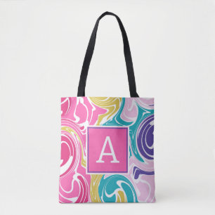 Colourful Swirl Monogram Personalised Tote Bag
