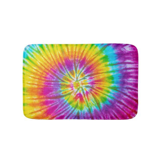 Colourful Swirl Tie-Dye Abstract. Bath Mat (Front)