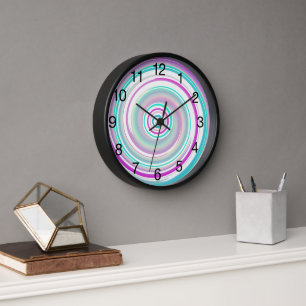 Colourful Swirl with Black Numerals Clock