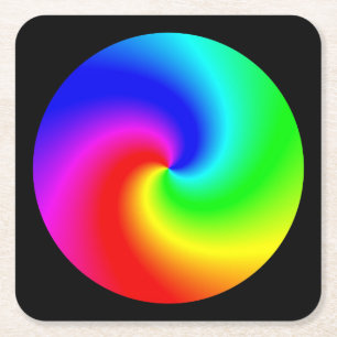 Colourful Swirling Blended Colour Wheel Square Paper Coaster