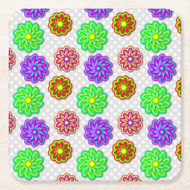 Colourful Swirling Flowers Coaster Set (Front)