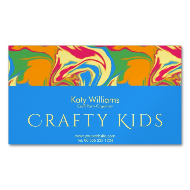 Colourful Swirling Paint Magnetic Business Card (Front)