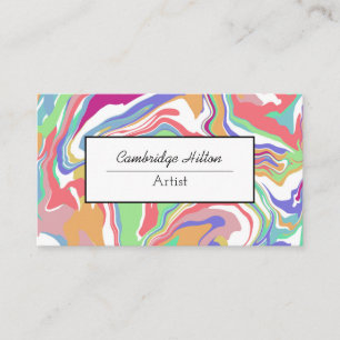 Colourful Swirls Abstract Fluid Art Business Card