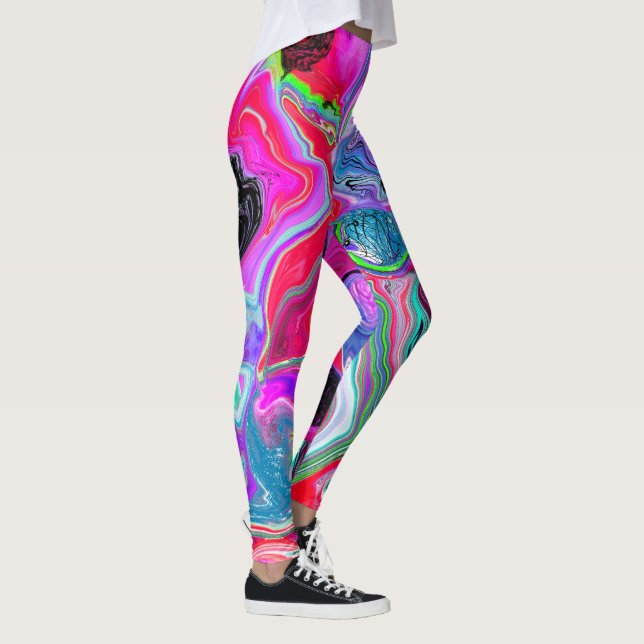 Colourful Swirls Abstract Fluid Art    Leggings (Right)