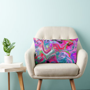 Colourful Swirls Abstract Fluid Art Lumbar Cushion