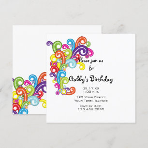 Colourful Swirls Birthday Party Invitation