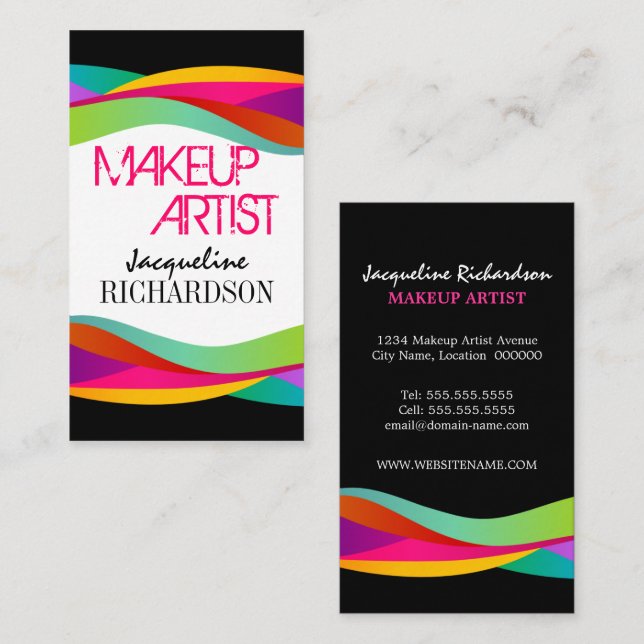 Colourful Swirls Makeup Artist Business Card (Front/Back)