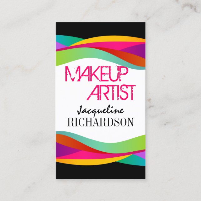 Colourful Swirls Makeup Artist Business Card (Front)