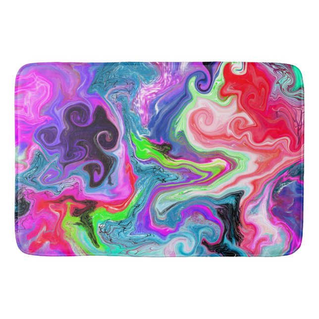 Colourful Swirls Marble Fluid Art    Bath Mat (Front)