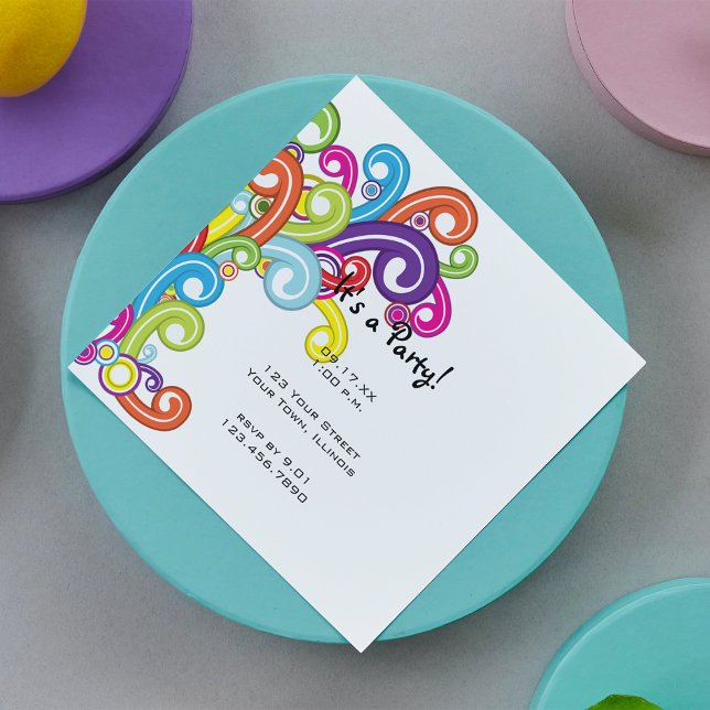 Colourful Swirls Party Invitation (Creator Uploaded)