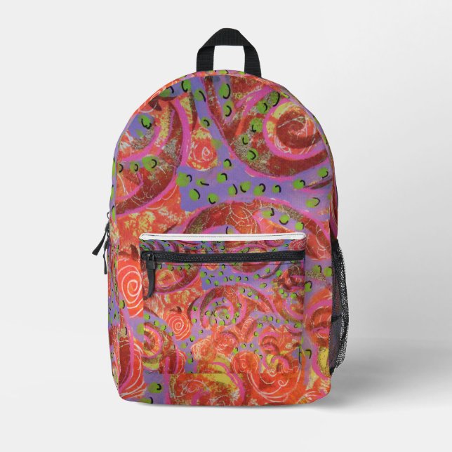 Colourful Swirls  Printed Backpack (Front)