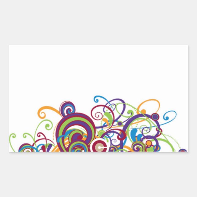 Colourful Swirls Rectangular Stickers (Front)