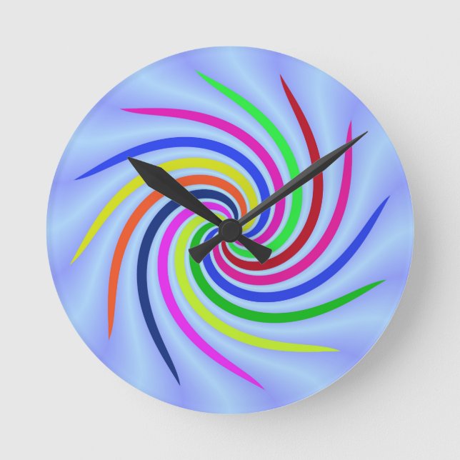 Colourful Swirls Round Clock (Front)