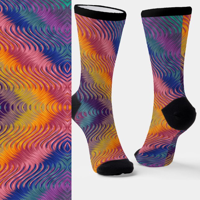Colourful Swirly Metallic Effect Look Socks (Creator Uploaded)