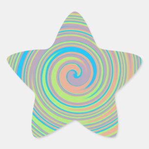 Colourful swirly pinwheel design star sticker
