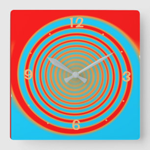 Colourful Swirly Red and Aqua> Kitchen Clock