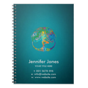 Colourful symbol for Vriksasana - Yoga Tree pose Notebook