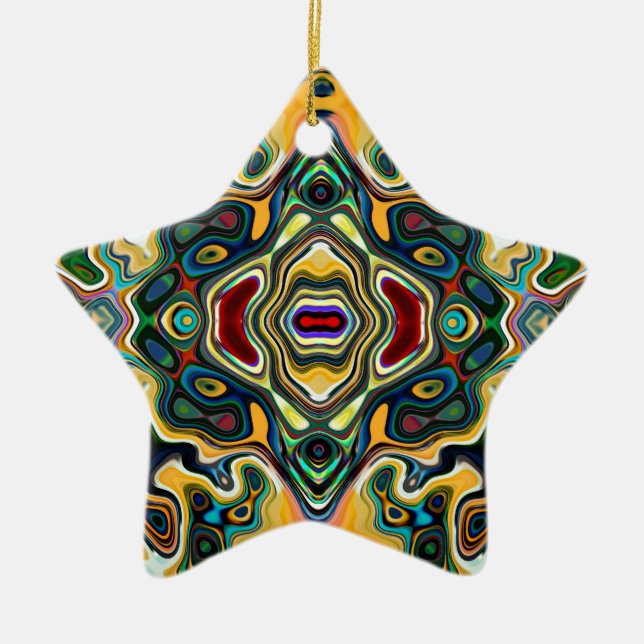 Colourful Symmetric Abstract Ceramic Tree Decoration (Front)