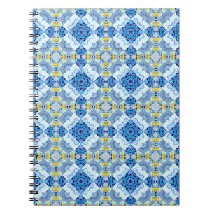 Colourful symmetrical seamless pattern, design in notebook