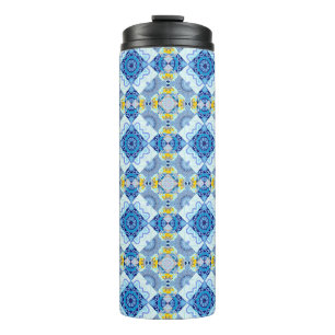 Colourful symmetrical seamless pattern, design in thermal tumbler