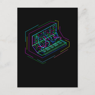 Colourful Synth Keyboard Analogue Drum Synthesizer Postcard