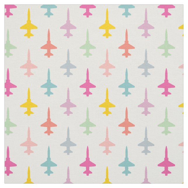 Colourful T-38 Talon Fighter Jet Pattern Pastel Fabric (Swatch)