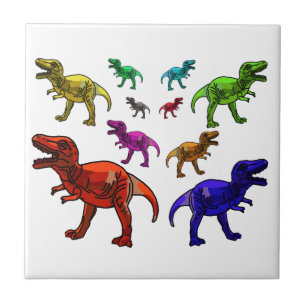 Colourful T-Rex Ceramic Tile
