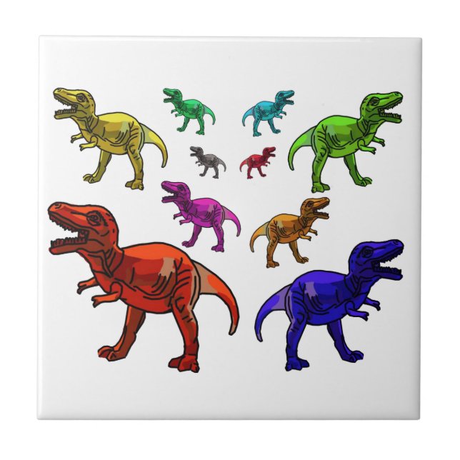 Colourful T-Rex Ceramic Tile (Front)