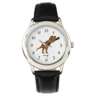Colourful T-Rex Dinosaur Kid's Name Personalised Watch