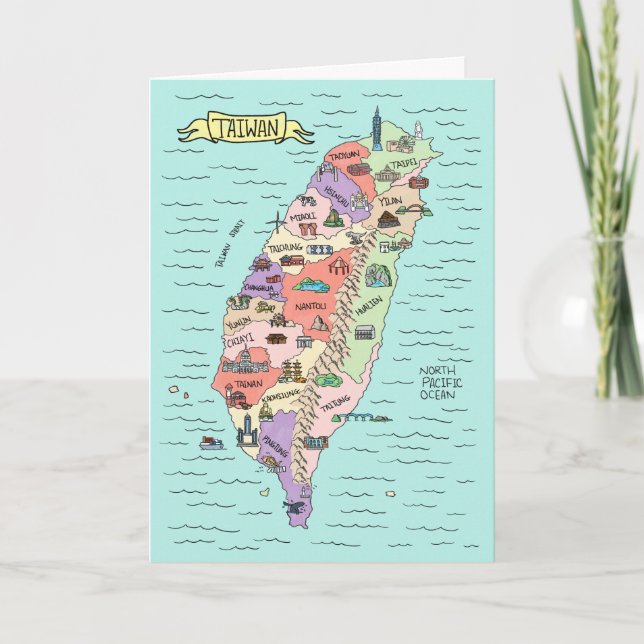 Colourful Taiwan Map Card (Front)